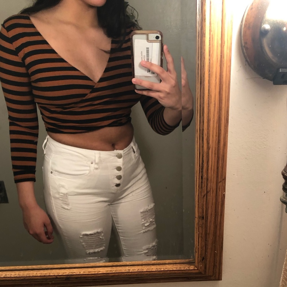 Brown and Black F21 crop top